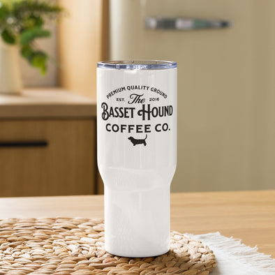 Basset Hound Coffee Co. Travel mug with a handle